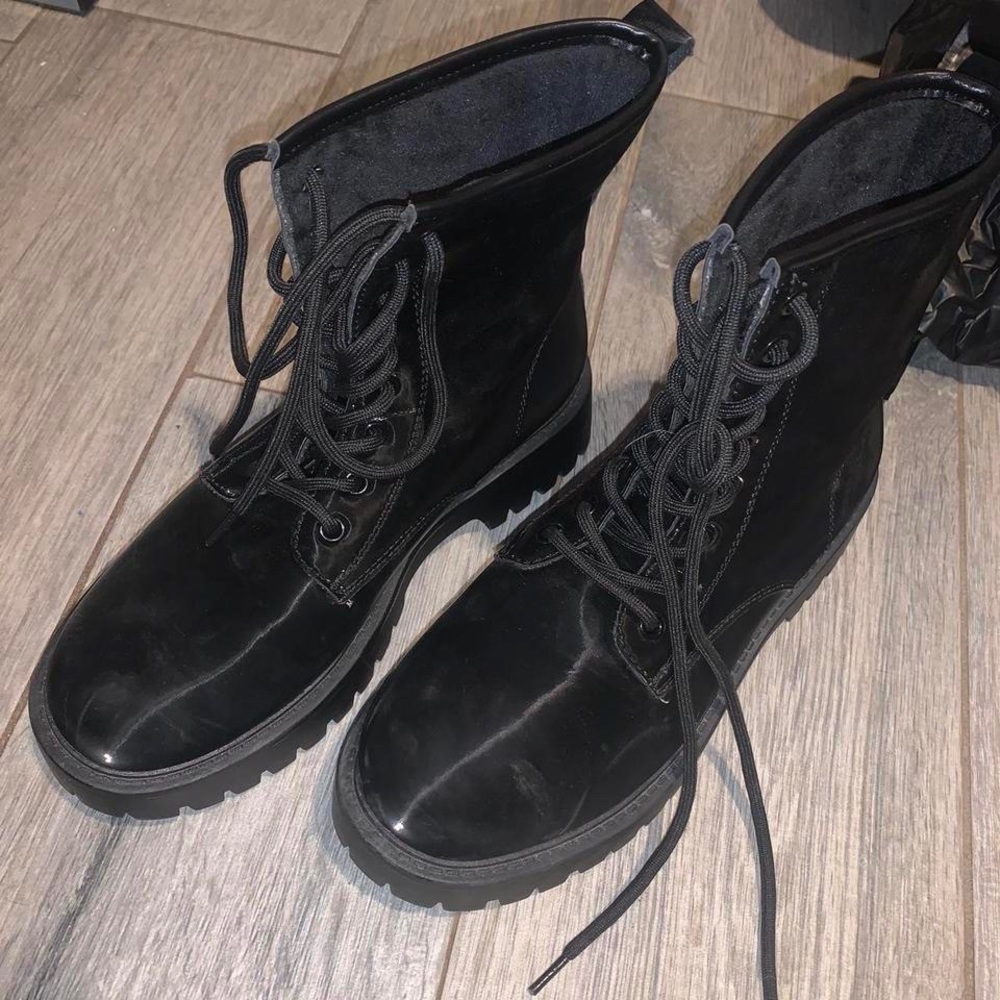 Chunky black combat boots